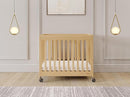 Foundations Boutique Folding Mini Baby Crib - Compact, Portable, Wooden Hotel Crib, Foldable Mini Cribs for Baby & Toddlers - Includes 3" Foam Mattress - Natural by TinyTreasures Baby Boutique