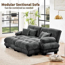 Loveseat Modular Sectional Sofa, U Shaped Couch with Ottoman, Cloud Couch Sectional Couch Home Sofa Living Room Oversized Couch Deep Seat Couch with Round Bolster Armrests 4 Pillows(Gray) by CozyNest Decor