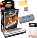 Hohner 560 Special 20 Harmonica - Key of D Bundle with Carrying Case, Key Stickers, Harmonica Beginner Online Manual, and Austin Bazaar Polishing Cloth by TinyTreasures Baby Boutique