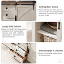 T4TREAM 60'' Farmhouse Dresser Chests for Bedroom w/4 Drawers & Sliding Barn Doors, Tall Chest of Drawers, Rustic Dresser TV Stand, Organizer for Bedroom, Living Room, Kitchen, Antique White by TinyTreasures Baby Boutique