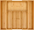 VaeFae Premium Bamboo Drawer Organizer, Expandable Silverware Drawer Organizer, Cutlery Tray with Dividers for Kitchen Utensils (Natural, Large)