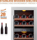 Ca'Lefort 15 Inch Wine Fridge, 28 Bottle Wine Cooler Refrigerator, 40-65°F Wine Refrigerator Glass Door, 3 LED Dual Zone Wine Fridge, Built-in or Freestanding Fridge for Home/Bar/Kitchen (3.0 cu.ft) by CozyNest Decor