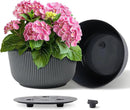 T4U 12 Inch Large Self Watering Plant Pots, Wide Self Watering Planter with Drainage Hole, Large Plant Pots Flower Pot for Plants, Set of 2,Gray by GreenHaven Gardens