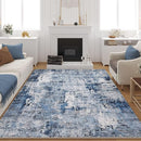 8x10 Rug Washable Boho Rug Soft Large Area Rug Non-Slip Non-Shedding Faux Wool Vintage Rug for Living Room, Farmhouse, Dining Room, Indoor, Kids Playroom, Blue by TinyTreasures Baby Boutique