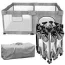 Foldable Baby Playpen with Gate, Extra Large Collapsible Play Yard for Babies & Toddlers, Portable Travel Play Pen with Fence, Safe Activity Center for Indoor & Outdoor Use (51"×51" Grey) by TinyTreasures Baby Boutique