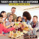 Bartender Kit with Whiskey Smoker - 13 pcs, Pine Stand - Bar Set with Cocktail Shaker, Bartending Kit with Essential Bar Accessory Tools, Wood Chips, Steel by CozyNest Decor