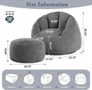 Giant Bean Bag Swivel Chair for Adults - Comfy Plush Round Shell Soft Accent Chaise Lounge Indoor Reading Chair, Oversized Cozy Floor Sofa for Living Room, Bedroom & Game Rooms, Dorm, Gray by CozyNest Decor