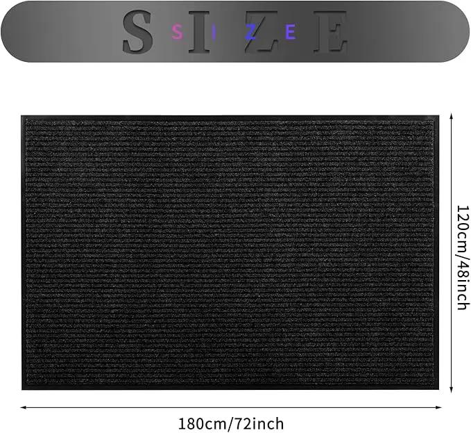 fani Heavy Duty Large Outdoor Indoor Entrance Black Doormat Waterproof Low Profile Entrance Rug Front Door Mat Patio Anti-Skid Rubber Back, 48x72 inch (Black), photo 3 of 8