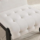 Modern Armless Accent Chair Set of 2 for Living Room, Beige Chenille Button Tufted Upholstered Lounge Reading Chair with Black Wood Frame by CozyNest Decor
