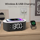 JALL Fabric Alarm Clock for Bedroom, with Big Led Screen Display, Bluetooth Stereo Sound Speaker, FM Radio, Fast Wireless Charging, USB Charging Port, Nightlight, White Noise, Ideal for Gift, Black by TinyTreasures Baby Boutique