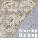 jinchan Round Rug 4ft Area Rugs Vintage Floral Distressed Design - Machine Washable Non-Slip Low-Pile Ultra-Thin Circle Rug for Entryway Bedside Living Room Dining Room Bedroom (4' Round,Taupe) by TinyTreasures Baby Boutique