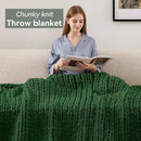 Chunky Knit Throw Blanket, 50''*60'' Knitted Throw Chenille Yarn for Bed Couch, Handmade Grass Green Crochet Big Thick Blanket, Machine Washable Cute Comfy Blanket for Home Decor by CozyNest Decor