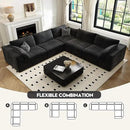 118" Cloud Couch Oversized Modular Sectional Sofa for Living Room,Modern Sofa with Deep Seat，V Shaped Boneless Couch,Comfy Upholstered Corduroy Couches for Apartment, Studio, Office,Bedroom，Black by CozyNest Decor