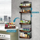 bukfen Over the Door Pantry Organizer, 6-Tier Adjustable Wooden Basket Kitchen Pantry Door Organization and Storage, Heavy-Duty Metal Hanging Kitchen Spice Rack,D6.3 x W17.71 x H50.60 inch,1 Pack by CozyNest Decor