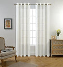 MIUCO Moroccan Embroidered Semi Sheer Curtains Faux Linen Grommet Curtain Panels for Living Room 52 x 95 Inch 1 Pair, Off White by CozyNest Decor