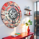 The Gears Clock Real Moving Gear Wall Clock England Line (Red Lava, 24 inches (60 cm)) by CozyNest Decor