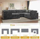 HOOOWOOO Modular Sectional Sofa,8 Pieces Sectional Couches for Living Room,131X98 G Shaped Cloud Couch with Ottoman Chaise Set(Gray Velvet Corduroy) by CozyNest Decor