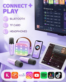 YLL Mini Karaoke Machine for Kids Adults: Portable Loud Speaker with 3 Wireless Microphones -Most Popular Birthday Party Gifts for Girls Boys 3, 4, 5, 6, 7, 8, 9, 10,11+ Year Old Toys (Purple-3 Mics) by TinyTreasures Baby Boutique