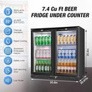 Beverage Refrigerator Under Counter, Back Bar Cooler with 2 Glass Door, Commercial Display Fridge 35.42 Inch Wide 7.4 Cu.Ft, Drink Fridge for Beer Soda Wine, Beverage Cooler for Kitchen Shop Bar by CozyNest Decor