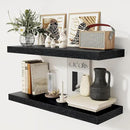 Black Floating Shelves 36 Inch Long, 12 Inch Deep Floating Shelves for Wall, 36 x 12 Shelves for Wall Storage & Display, 2" Thick Floating Shelf for Bathroom, Living Room, Bedroom, Set of 2 by CozyNest Decor