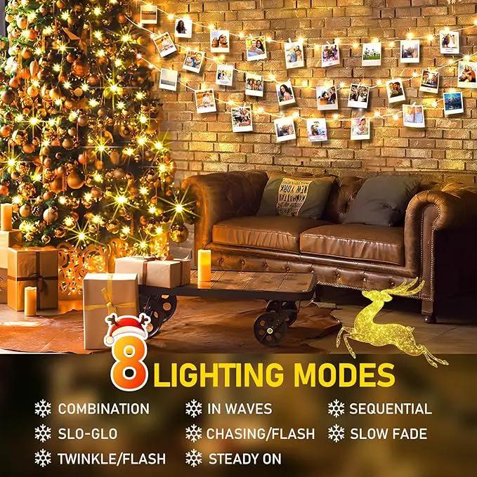 KNONEW 403FT 1000 LED Christmas Lights Outdoor String Lights 8 Modes & Timer Fairy Light Plug in Waterproof LED String Lights for Xmas Yard Tree Wedding Party Holiday Decorations (Warm White), photo 3 of 9