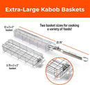 Large Grilling Basket Set – 3 Stainless Steel Kabob Baskets with Removable Handle & Scrubber Sponge – Heavy-Duty Grill Accessory for Veggies, Meat & More by GreenHaven Gardens
