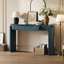 55" Sofa Table with Oval Top and 2 Drawers, Entryway Console Table with Fluted Design for Hallway,Foyer,Entry and Living Room (Fully Assembled-Navy) by CozyNest Decor