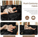 Belffin Modular Sectional Sleeper Sofa with Pull Out Couch Bed Corduroy Double Chaise with Storage Black Couch by CozyNest Decor