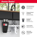American Standard 10-US-AS-3 Garbage Disposal Anti-Jam Stainless Steel Food Waste Grinding System, Slim Line, 1/3 HP, Black by CozyNest Decor