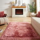 AMTOVO Faux Fur Sheepskin Rug for Living Room, 4 x 6 ft Blush Pink Fluffy Area Rug for Bedroom, Playroom, Luxury Room Decor, Rectangle by CozyNest Decor