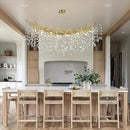 Modern Crystal Gold Chandelier, 55" Large Rectangular Oval Tree Branch Crystal Chandeliers for Dining Room,16-Light Flush Mount K9 Crystal Chandeliers, for Kitchen Island,Dining Room by CozyNest Decor