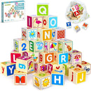 QUOKKA Wooden Blocks for Toddlers 1-3 - 26 ABC Learning Baby Blocks for Kids 3-5 Year Olds Stacking Alphabet Wood Toys for 2-4 yo - Educational with Letters Numbers by TinyTreasures Baby Boutique