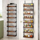 bukfen Over the Door Pantry Organizer, 8-Tier Adjustable Wooden Basket Kitchen Pantry Door Organization and Storage,2 in 1 Wall Mount or Hanging Heavy-Duty Metal Hanging Kitchen Spice Rack,1 Pack by CozyNest Decor