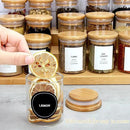 4OZ Glass Spice Jars with Bamboo Lids and 315 Labels, 32 Pcs Clear Food Storage Containers for Kitchen Sugar Salt Coffee Tea Beans by CozyNest Decor
