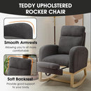 NIOIIKIT Modern Nursery Rocking Chair, Teddy Upholstered Rocking Chair with Footrest, Comfortable Rocker Chair with Side Pocket, Rocker Chair for Living Room, Bedroom, Nursing Room (Grey) by TinyTreasures Baby Boutique