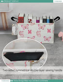 FANKANG Storage Bins, Nursery Hamper Canvas Laundry Basket Foldable with Waterproof PE Coating Large Storage Baskets for Kids Boys and Girls, Office, Bedroom, Clothes,Toys(Rec-pink butterfly by TinyTreasures Baby Boutique
