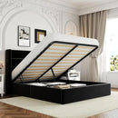 Allewie Full Size Velvet Lift Up Storage Bed, Modern Wingback Headboard, Hydraulic Support, No Box Spring Needed, Black by CozyNest Decor