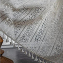 Sutuo Home Boho Curtain Crochet Lace Semi-Sheer Florals Hollow Knitted Handmade Tassels, Rod Pocket Window Treatment Vintage Rustic Farmhouse Drapes for Living Bedroom, 1 Panel 59" W x 84" L, Beige by CozyNest Decor