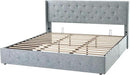 Allewie King Size Lift Up Storage Bed, Button Tufted Headboard with Wingback, Hydraulic Support, No Box Spring Needed, Grey Blue by CozyNest Decor
