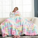 Cozy Bliss Faux Fur Throw Blanket for Couch, Fuzzy Soft Plush Thick Bubble Blanket for Sofa Bedroom Living Room, 60 * 80 Inches Tie-dye Rainbow by CozyNest Decor