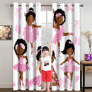 Cute Black Girl Curtain Panels for Girl Room Black Girl Curtains Grommets Top Drapes for Kids Nursery Bedroom Lovely Girls Themed Thermal Insulated Curtains, Black Girl Curtains, 82" x 84" by TinyTreasures Baby Boutique