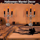 TURNMEON 2 Pack Halloween Candelabra with LED Flame Less Candles Holder Battery Operated Flickering Lights Skull Candles for Halloween Decorations Indoor Home Table Mantel Party Haunted Mansion Decor by CozyNest Decor