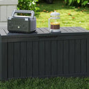 90 Gallon Lockable Resin Deck Box with Wheels, Waterproof & UV-Resistant Outdoor Storage Box for Outdoor Cushion Storage, Garden Tools & Pool Accessories Storage, Black by GreenHaven Gardens