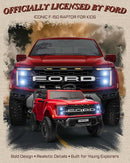 24V 2 Seater Ride on Toys for Kids, Licensed Ford F-150 Raptor Kids Electric Vehicles w/Remote Control, Power Pedal and Durable Wheels, LED Lights, Bluetooth, Truck Bed Storage (Red) by TinyTreasures Baby Boutique