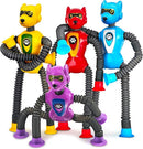 Cool Robot Dog Pop Tubes Sensory Fidgets Toddler Toy 4PC Travel Toys Airplane Car Activities Autistic Road Trip Toys Suction Tube for Kid Boy Year Old Ages 3 4 5 6 7 8 ADHD Autism Fidget Classroom by TinyTreasures Baby Boutique