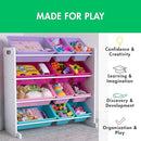 Humble Crew Kids Toy Storage Organizer with 12 Plastic Bins, White/Pink/Purple/Turquoise – Removable Bins for Playroom, Bedroom, Toddler Furniture for Boys and Girls Ages by TinyTreasures Baby Boutique