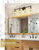Bathroom Light Fixtures, 4-Light Black and Gold Vanity Lights Over Mirror, 30inch Farmhouse Wall Sconce Lighting with Clear Glass and Honeycomb Metal Shade, AD-22001-4W-BK by CozyNest Decor