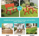AVAWING Outdoor Convertible Wood Bench with Backrest, Patio Wood Convert a Bench, Space-Saving 2-in-1 Picnic Table Chairs Set for Backyard, Porch, Patio, Garden, Tangerine by CozyNest Decor