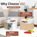 HNZIGE 11 Inch Foldable Fabric Storage Cubes - Clear Bins for Shelves, Canvas Cube Organizer Bins (White Beige 6 PCS) by TinyTreasures Baby Boutique