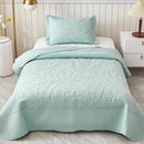 MarCielo 3-Piece 100% Cotton Oversized Bedspread Lightweight Quilt Coverlet Embroidery Farmhouse Bedding Set T0 (Aruba Blue, Twin (68"x86")) by CozyNest Decor